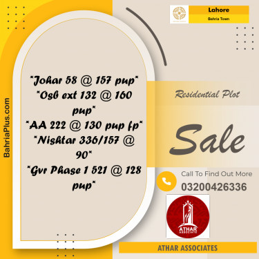 Residential Plot for Sale in Bahria Town, Lahore - (BP-237813)