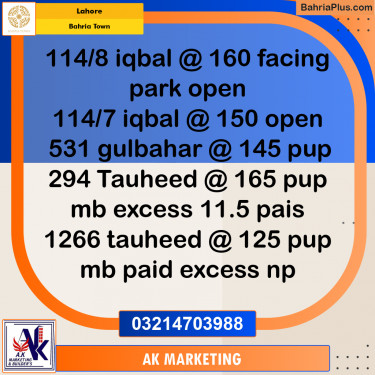 Residential Plot for Sale in Bahria Town, Lahore - (BP-237816)