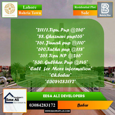 Residential Plot for Sale in Bahria Town, Lahore - (BP-237882)