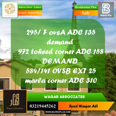10 Marla Residential Plot for Sale in Sector F - Tauheed Block -  Bahria Town, Lahore - (BP-237889)