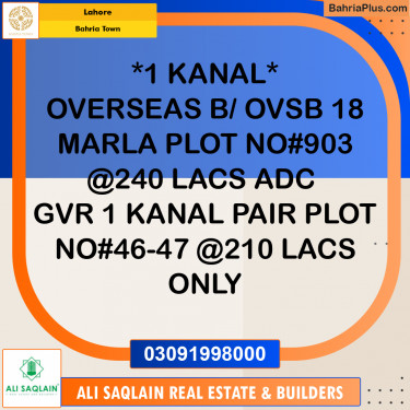 Residential Plot for Sale in Bahria Town, Lahore - (BP-237933)