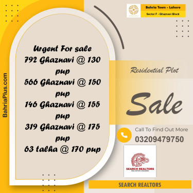 10 Marla Residential Plot for Sale in Sector F - Ghaznavi Block -  Bahria Town, Lahore - (BP-238049)