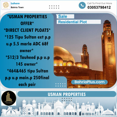 Residential Plot for Sale in Bahria Town, Lahore - (BP-238056)