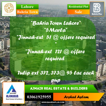 Residential Plot for Sale in Bahria Town, Lahore - (BP-238063)