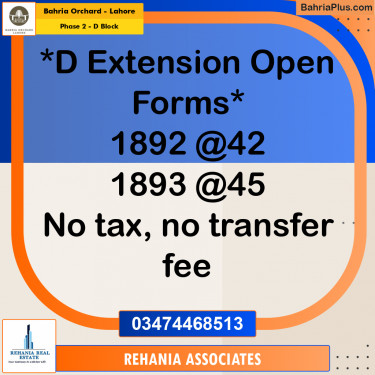 5 Marla Residential Plot for Sale in Phase 2 - D Block -  Bahria Orchard, Lahore - (BP-238089)