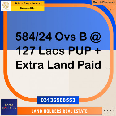 12.5 Marla Residential Plot for Sale in Overseas B Ext -  Bahria Town, Lahore - (BP-238126)