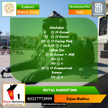 Residential Plot for Sale in Bahria Town, Lahore - (BP-238138)