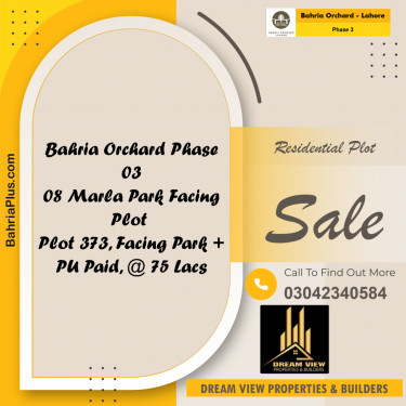 8 Marla Residential Plot for Sale in Phase 3 -  Bahria Orchard, Lahore - (BP-238164)