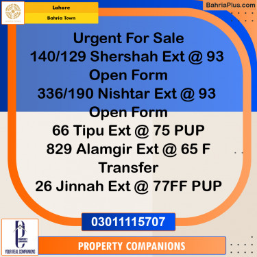 Residential Plot for Sale in Bahria Town, Lahore - (BP-238165)