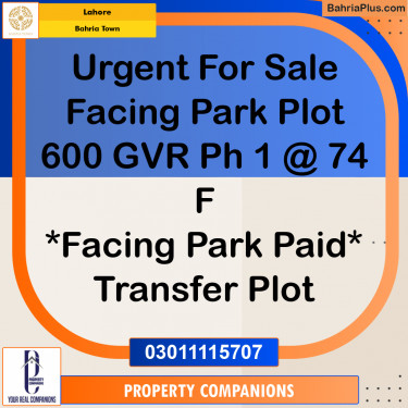 Residential Plot for Sale in Bahria Town, Lahore - (BP-238168)