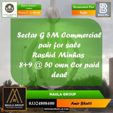 5 Marla Residential Plot for Sale in Phase 2 - G Block -  Bahria Orchard, Lahore - (BP-238173)