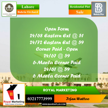 Residential Plot for Sale in Bahria Orchard, Lahore - (BP-238180)