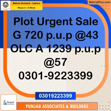 5 Marla Residential Plot for Sale in Phase 2 - G Block -  Bahria Orchard, Lahore - (BP-238275)