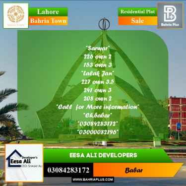 Residential Plot for Sale in Bahria Town, Lahore - (BP-238287)