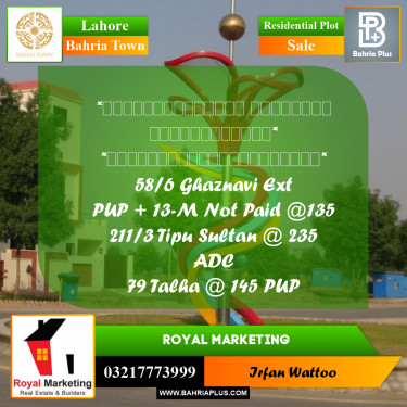 Residential Plot for Sale in Bahria Town, Lahore - (BP-238291)
