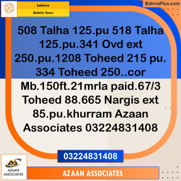 Residential Plot for Sale in Bahria Town, Lahore - (BP-238398)