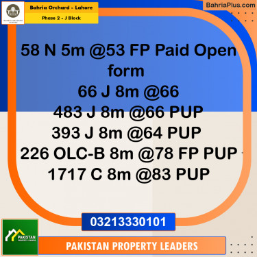 8 Marla Residential Plot for Sale in Phase 2 - J Block -  Bahria Orchard, Lahore - (BP-238442)