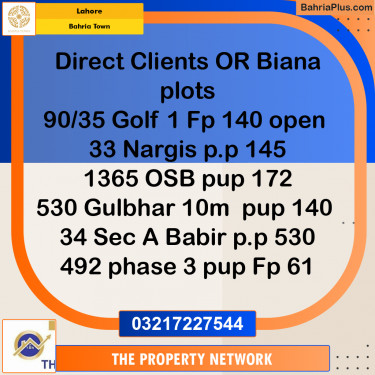 10 Marla Residential Plot for Sale in Bahria Town, Lahore - (BP-238555)