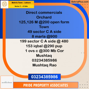 8 Marla Commercial Plot for Sale in Sector C - A Side -  Bahria Town, Lahore - (BP-238590)