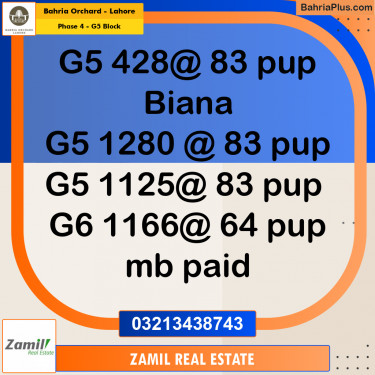 10 Marla Residential Plot for Sale in Phase 4 - G5 Block -  Bahria Orchard, Lahore - (BP-238653)