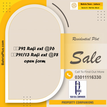 5 Marla Residential Plot for Sale in Sector E - Rafi Ext. Block -  Bahria Town, Lahore - (BP-238764)
