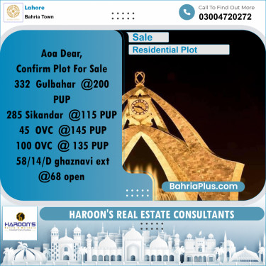 Residential Plot for Sale in Bahria Town, Lahore - (BP-238790)