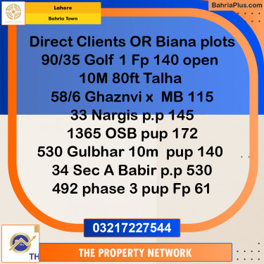 10 Marla Residential Plot for Sale in Bahria Town, Lahore - (BP-238801)