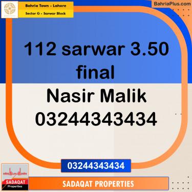 5 Marla Residential Plot for Sale in Sector G - Sarwar Block -  Bahria Town, Lahore - (BP-238817)