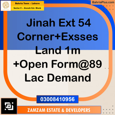 6 Marla Residential Plot for Sale in Sector E - Jinnah Ext. Block -  Bahria Town, Lahore - (BP-238840)