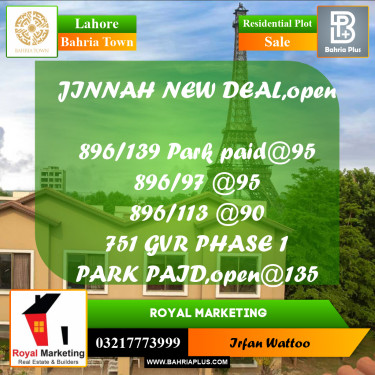 Residential Plot for Sale in Bahria Town, Lahore - (BP-238864)
