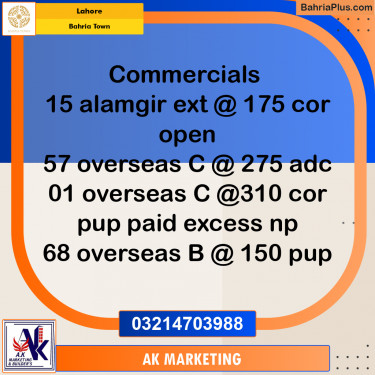 Commercial Plot for Sale in Bahria Town, Lahore - (BP-238865)