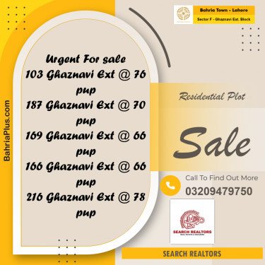 5 Marla Residential Plot for Sale in Sector F - Ghaznavi Ext. Block -  Bahria Town, Lahore - (BP-238937)
