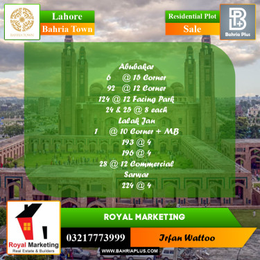 Residential Plot for Sale in Bahria Town, Lahore - (BP-239007)