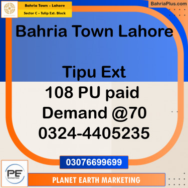 5 Marla Residential Plot for Sale in Sector C - Tulip Ext. Block -  Bahria Town, Lahore - (BP-239026)