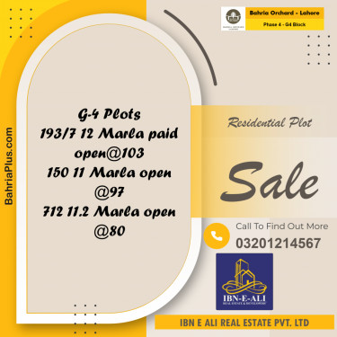 5 Marla Residential Plot for Sale in Phase 4 - G4 Block -  Bahria Orchard, Lahore - (BP-239065)