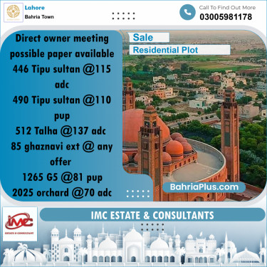 Residential Plot for Sale in Bahria Town, Lahore - (BP-239093)