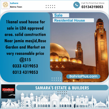 1 Kanal Residential House for Sale in Bahria Town, Lahore - (BP-239125)