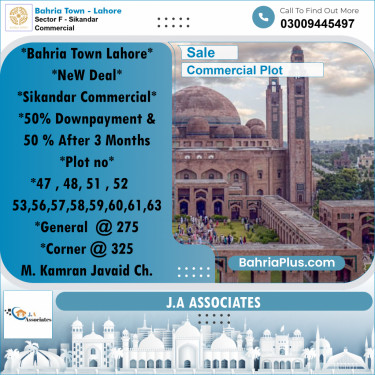 5 Marla Commercial Plot for Sale in Sector F - Sikandar Commercial -  Bahria Town, Lahore - (BP-239145)