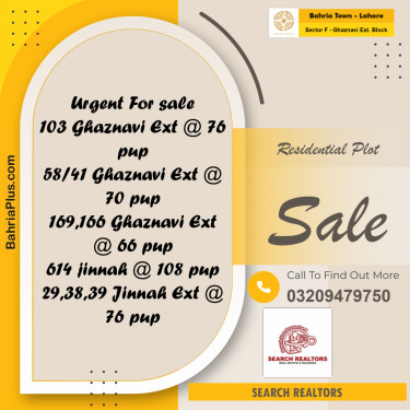 5 Marla Residential Plot for Sale in Sector F - Ghaznavi Ext. Block -  Bahria Town, Lahore - (BP-239153)