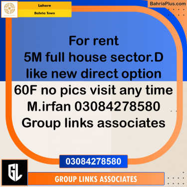 Residential House for Rent in Bahria Town, Lahore - (BP-239156)