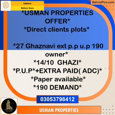 Residential Plot for Sale in Bahria Town, Lahore - (BP-239169)