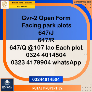Residential Plot for Sale in Golf Phase 2 -  Bahria Town, Lahore - (BP-239217)