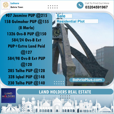 Residential Plot for Sale in Bahria Town, Lahore - (BP-239288)