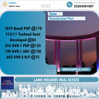 Residential Plot for Sale in Bahria Town, Lahore - (BP-239290)