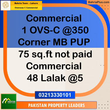 5 Marla Commercial Plot for Sale in Overseas C Commercial -  Bahria Town, Lahore - (BP-239305)
