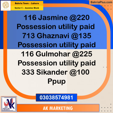 10 Marla Residential Plot for Sale in Sector C - Jasmine Block -  Bahria Town, Lahore - (BP-239373)