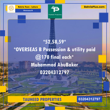 10 Marla Residential Plot for Sale in Overseas B -  Bahria Town, Lahore - (BP-239416)