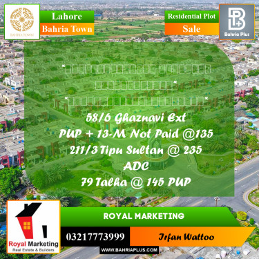 Residential Plot for Sale in Bahria Town, Lahore - (BP-239440)