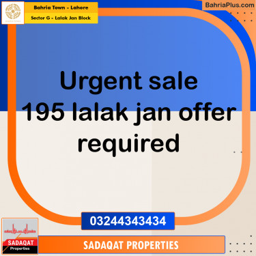 5 Marla Residential Plot for Sale in Sector G - Lalak Jan Block -  Bahria Town, Lahore - (BP-239496)