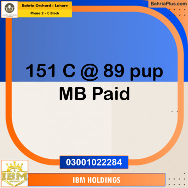 8 Marla Residential Plot for Sale in Phase 2 - C Block -  Bahria Orchard, Lahore - (BP-239596)